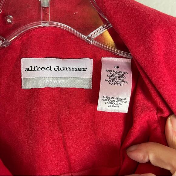 Alfred Dunner red faux suede lightweight office blazer 8P - Picture 4 of 5